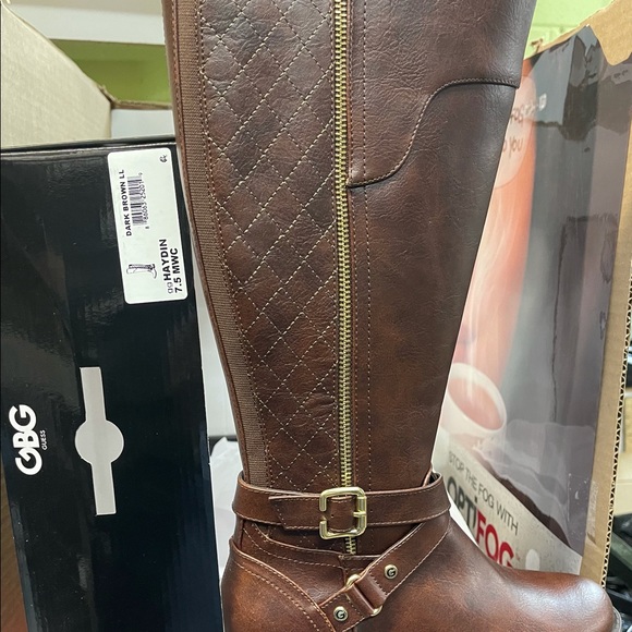 G by Guess Women's Shoes Haydin Leather Almond Toe Knee High Fashion Boots Brown - Picture 16 of 16